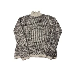 Roberto Collina Merino Wool Alpaca Mock Neck Knit Sweater Grey‎ Cream Made Italy